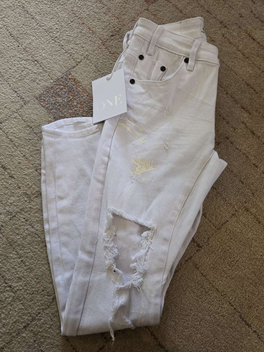 🤍 One Teaspoon Luxe White Desperados Distressed Skinny Jeans – Size 23 – NWT
